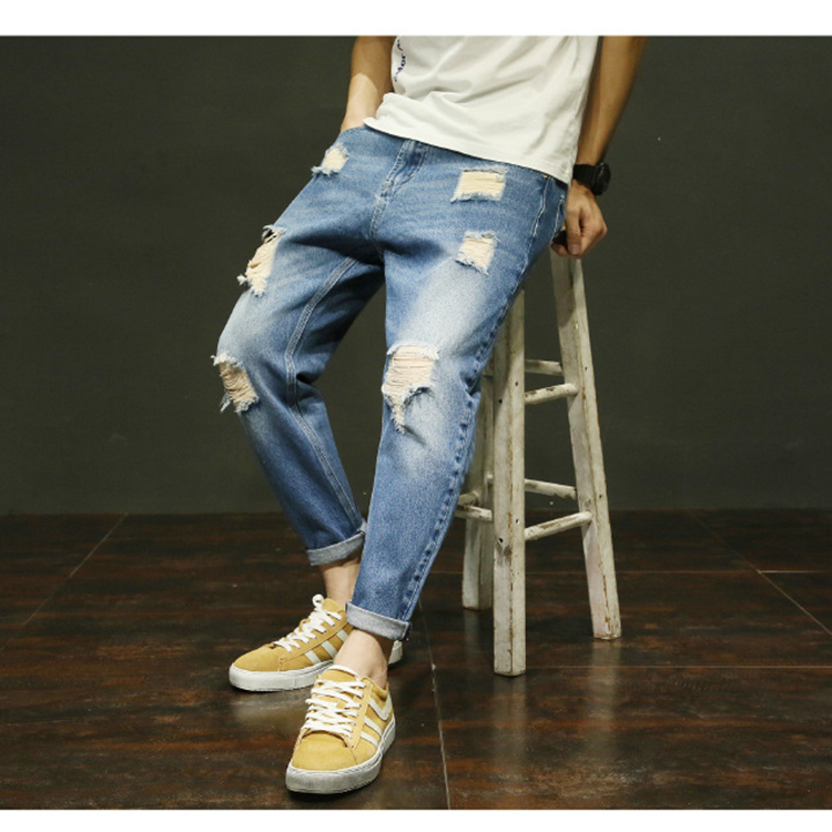 Wholesale-hole-slim-denim-pants