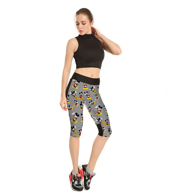 Printing-cute-Mickey-Mouse-tall-waist-seven-sports-pant-wholesale