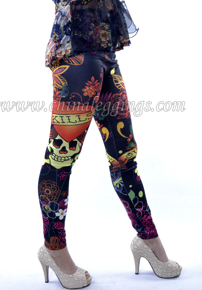 Skull-black-heart-leggings