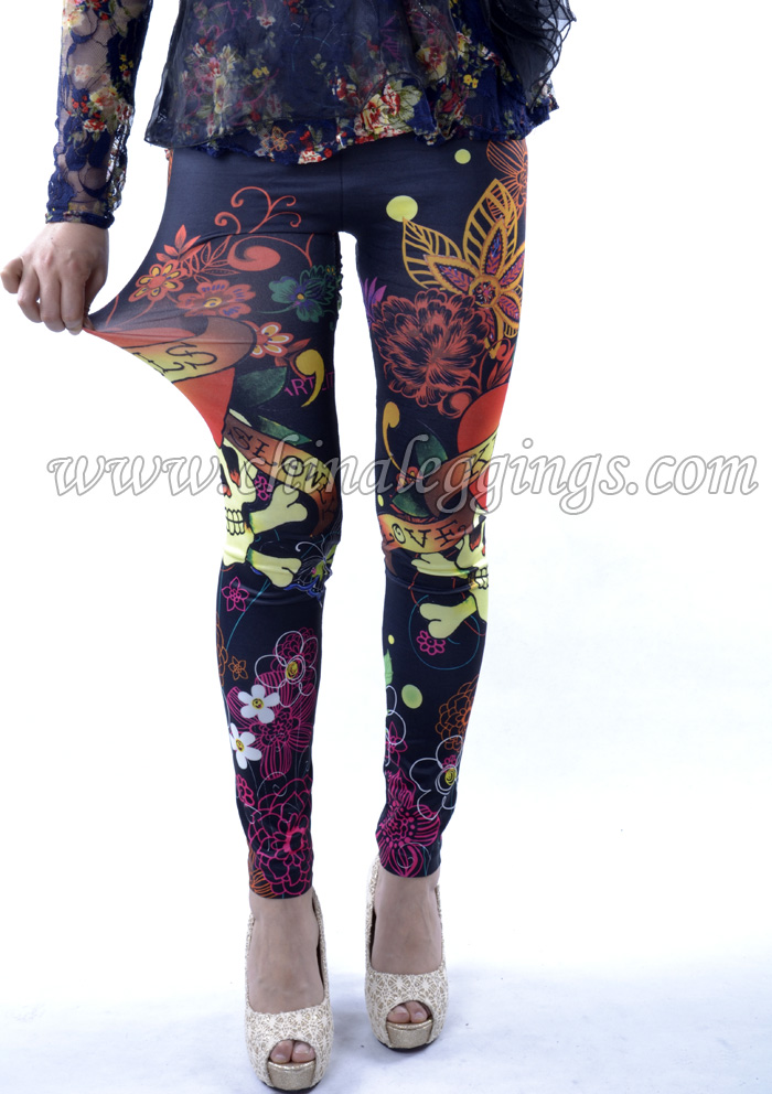 Skull-black-heart-leggings