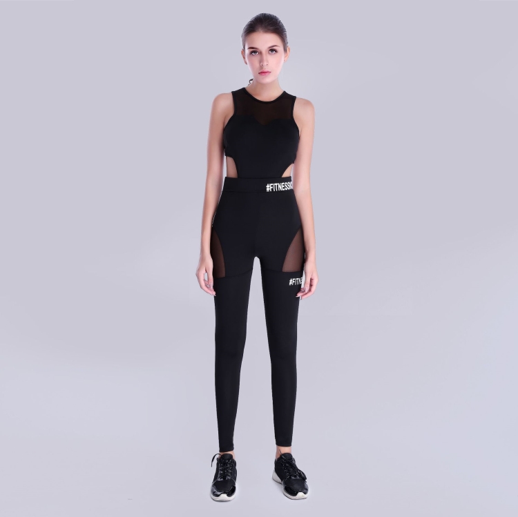 Letter-printed-mesh-stitching-yoga-sports-jumpsuit