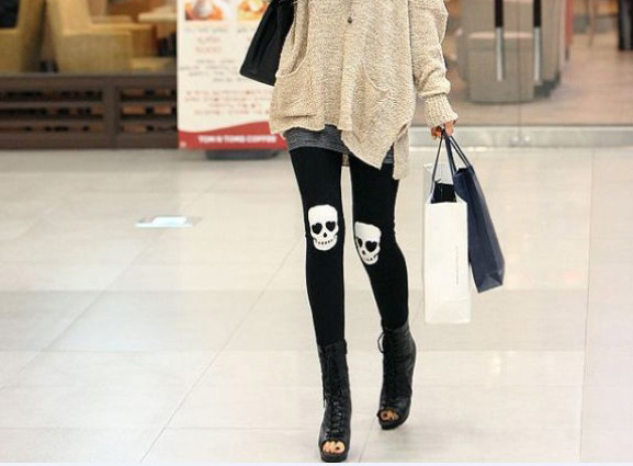 Skull-head-velour-leggings-wholesale