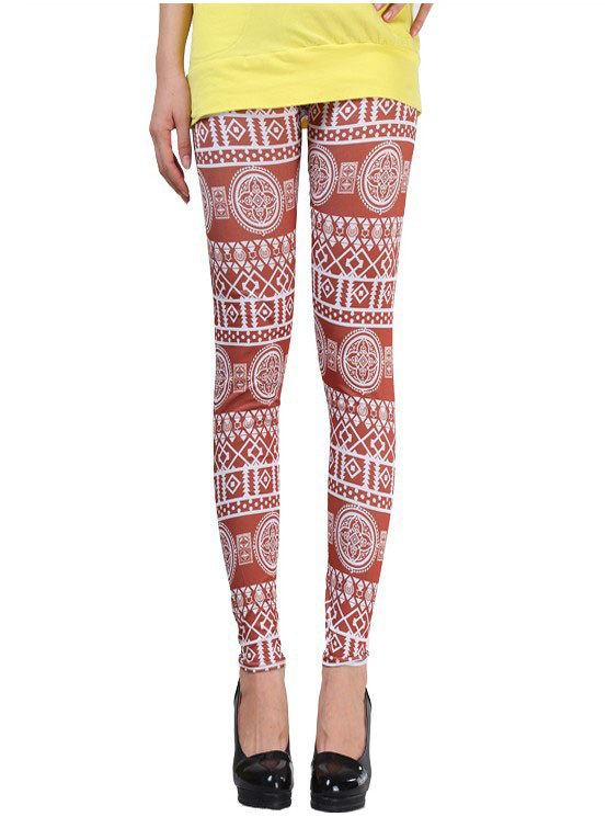 Totem-geometric-patterns-girls-brown-leggings-wholesale