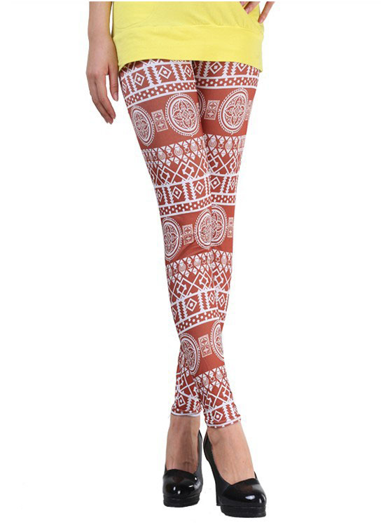 Totem-geometric-patterns-girls-brown-leggings-wholesale