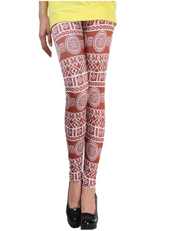 Totem-geometric-patterns-girls-brown-leggings-wholesale