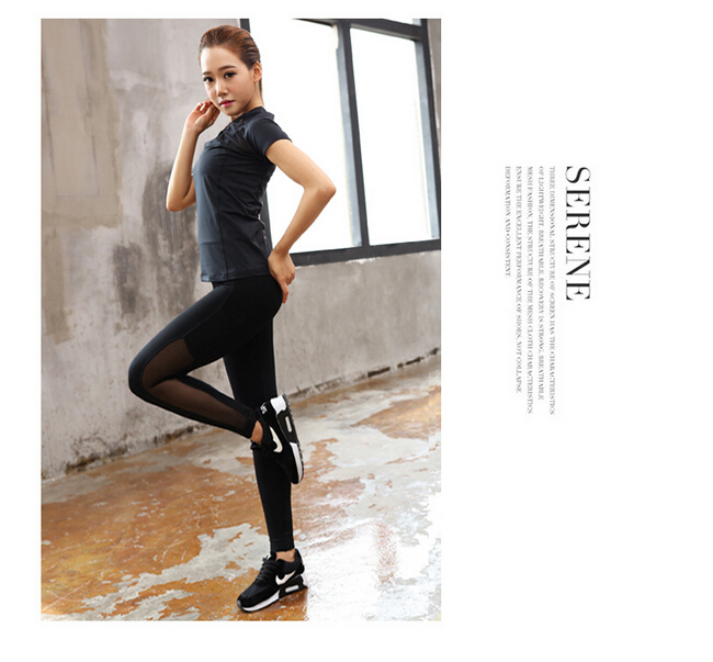 Female-exercise-leggings-net-yarn-splicing-pocket-pant-wholesale