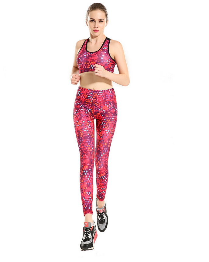 Female-rose-red-dot-movement-nine-points-quick-drying-yoga-pants-wholesale