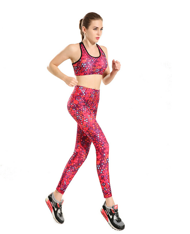 Female-rose-red-dot-movement-nine-points-quick-drying-yoga-pants-wholesale