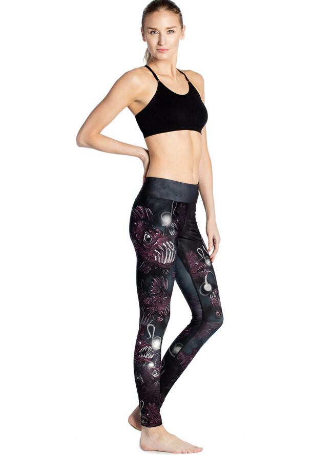 Female-terrorist-fish-printing-quick-drying-nine-points-yoga-pants-wholesale