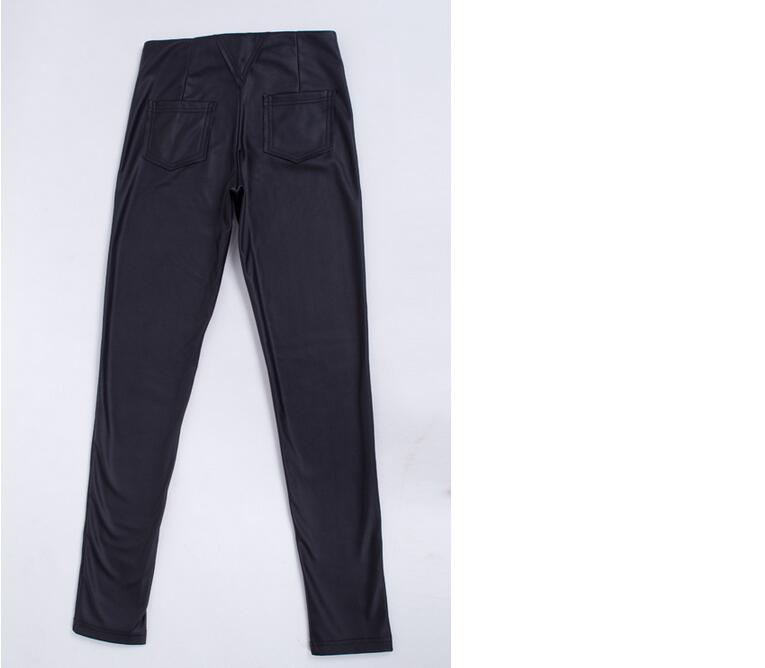 Leisure-trousers-waist-double-zipper-pencil-plush-leather-pants