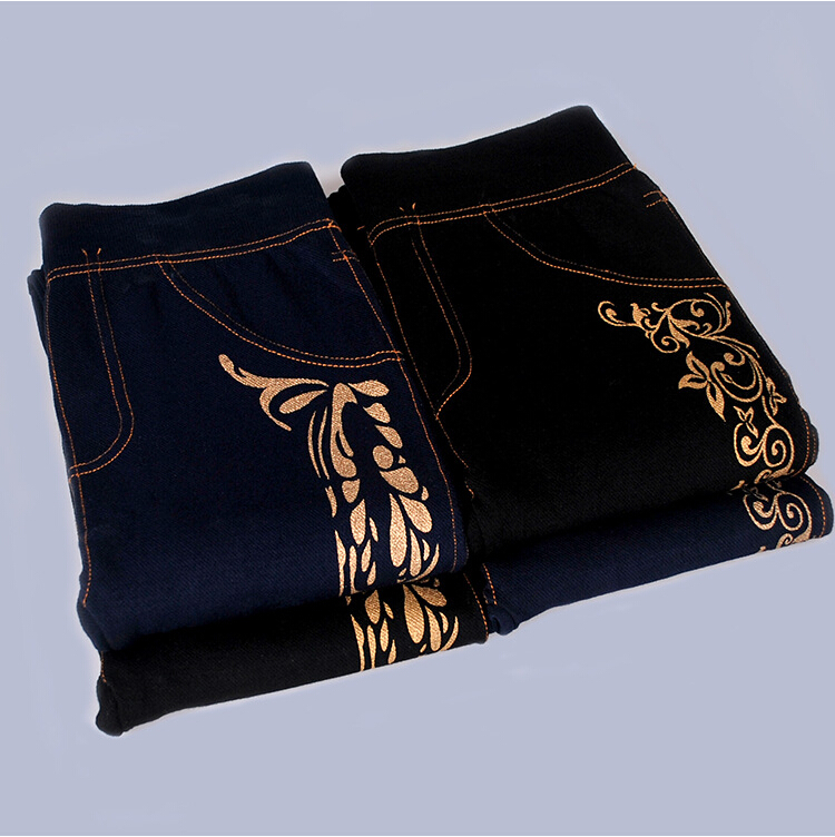 Middle-aged-female-tall-waist-twill-bronzing-printing-copy-of-jeans-wholesale