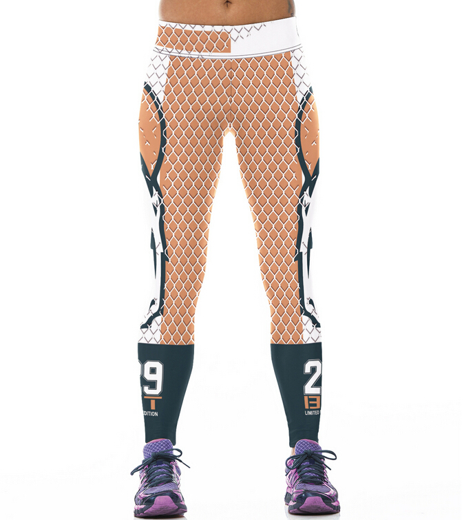 Mustang-logo-mesh-printing-personality-render-yoga-sports-pants-wholesale