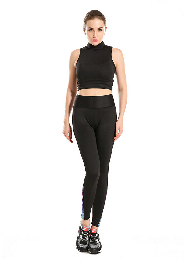 Pure-black-stitching-color-nine-points-yoga-pants-wholesale