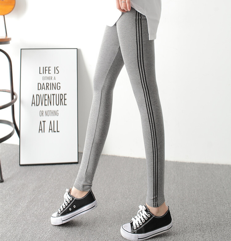 Pure-cotton-female-elastic-stripe-exercise-nine-minutes-pants-wholesale