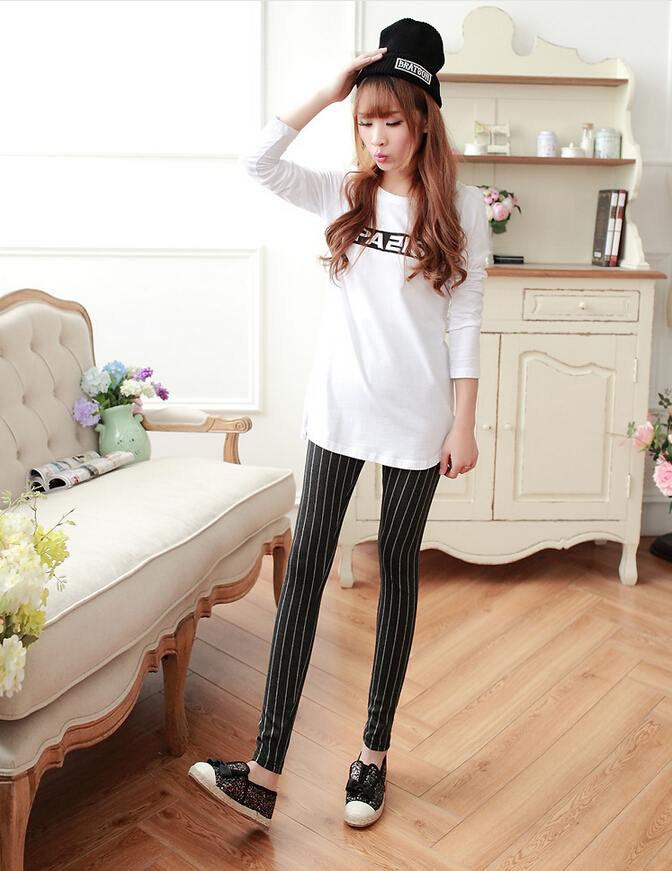 Vertical-stripes-pencil-female-leggings-wholesale