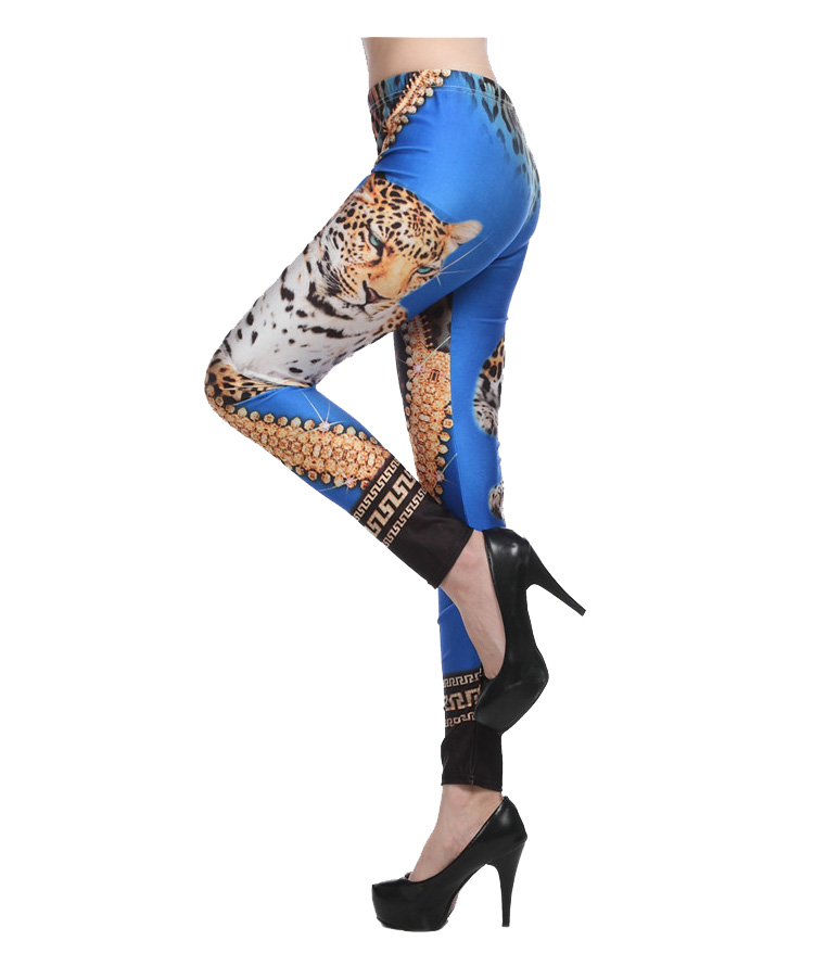 Diamond-leopard-head-pattern-blue-leggings