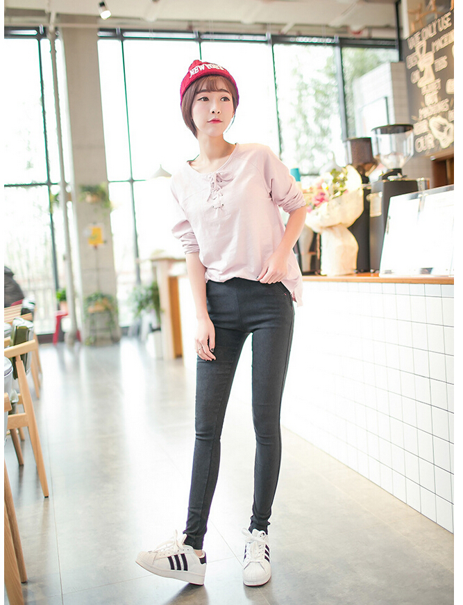 Tall-waist-female-spring-imitation-cowboy-leggings