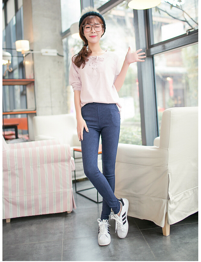 Tall-waist-female-spring-imitation-cowboy-leggings