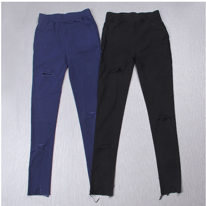 Thin-type-hole-pencil-pants-female-nine-points-leggings-wholesale