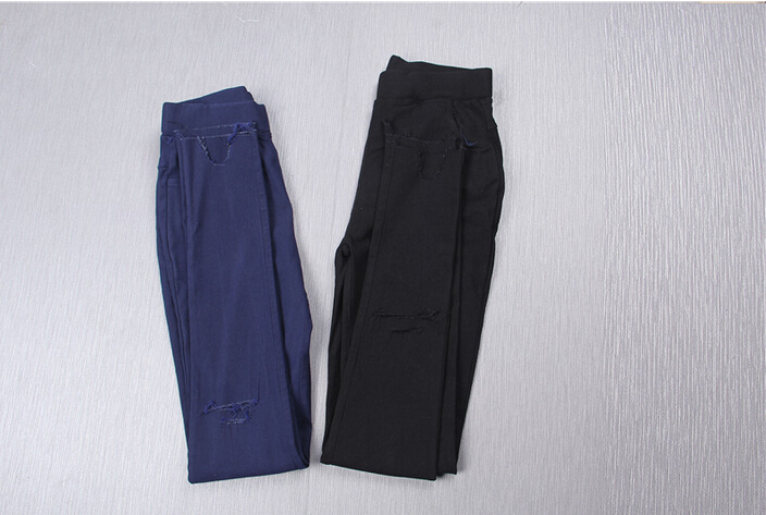 Thin-type-hole-pencil-pants-female-nine-points-leggings-wholesale