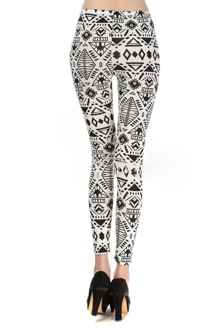 Triangle-geometric-print-cotton-spandex-leggings-wholesale